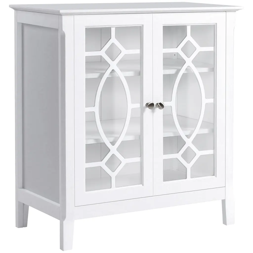 Homcom Sideboard Buffet Cabinet Double Crystal Doors Kitchen Storage aosom business