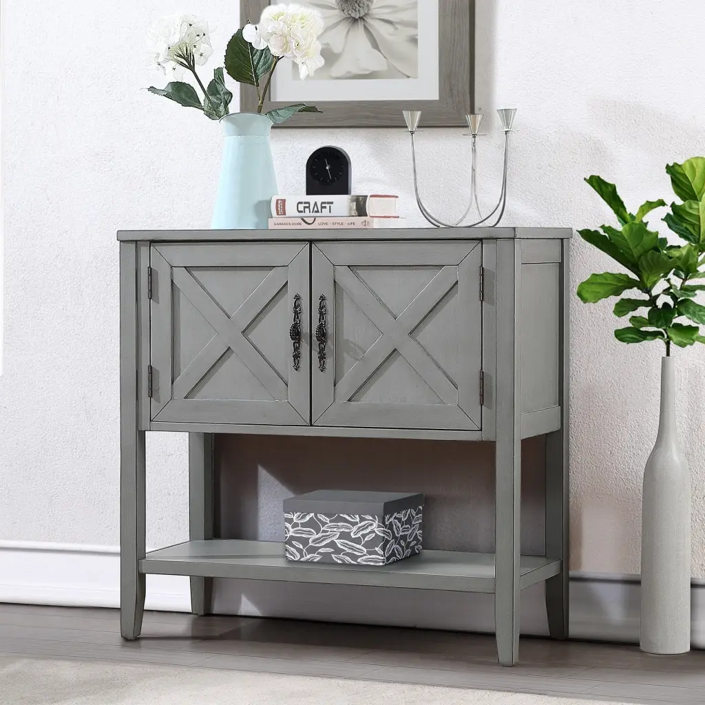 35 Farmhouse Wood Buffet Sideboard Console Table Bottom Shelf power growth furniture