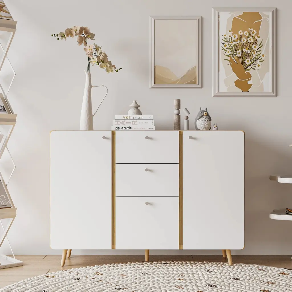 Sideboard Buffet Cabinet 3 Drawers 2 Doors 47.24 Inch Buffet Storage akmy furniture