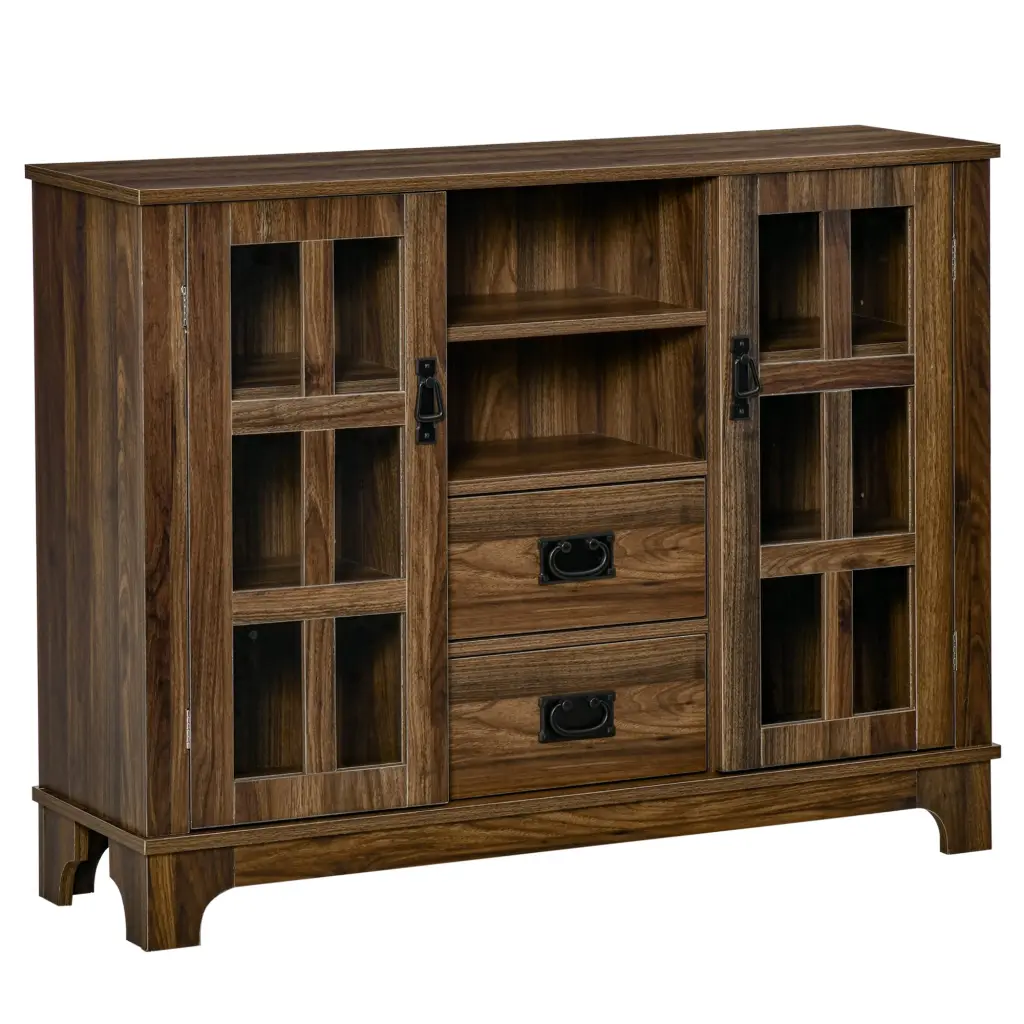 Homcom Sideboard Buffet Cabinet Crystal Doors Kitchen or Coffee Bar aosom business