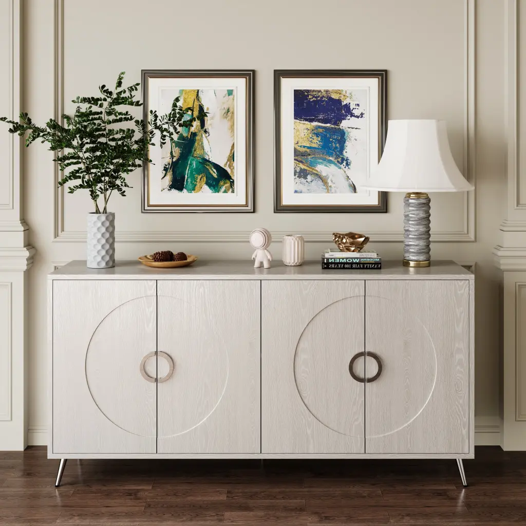 Modern Lacquered 4 Door Wooden Cabinet Sideboard Buffet Server Dining Room fs furniture