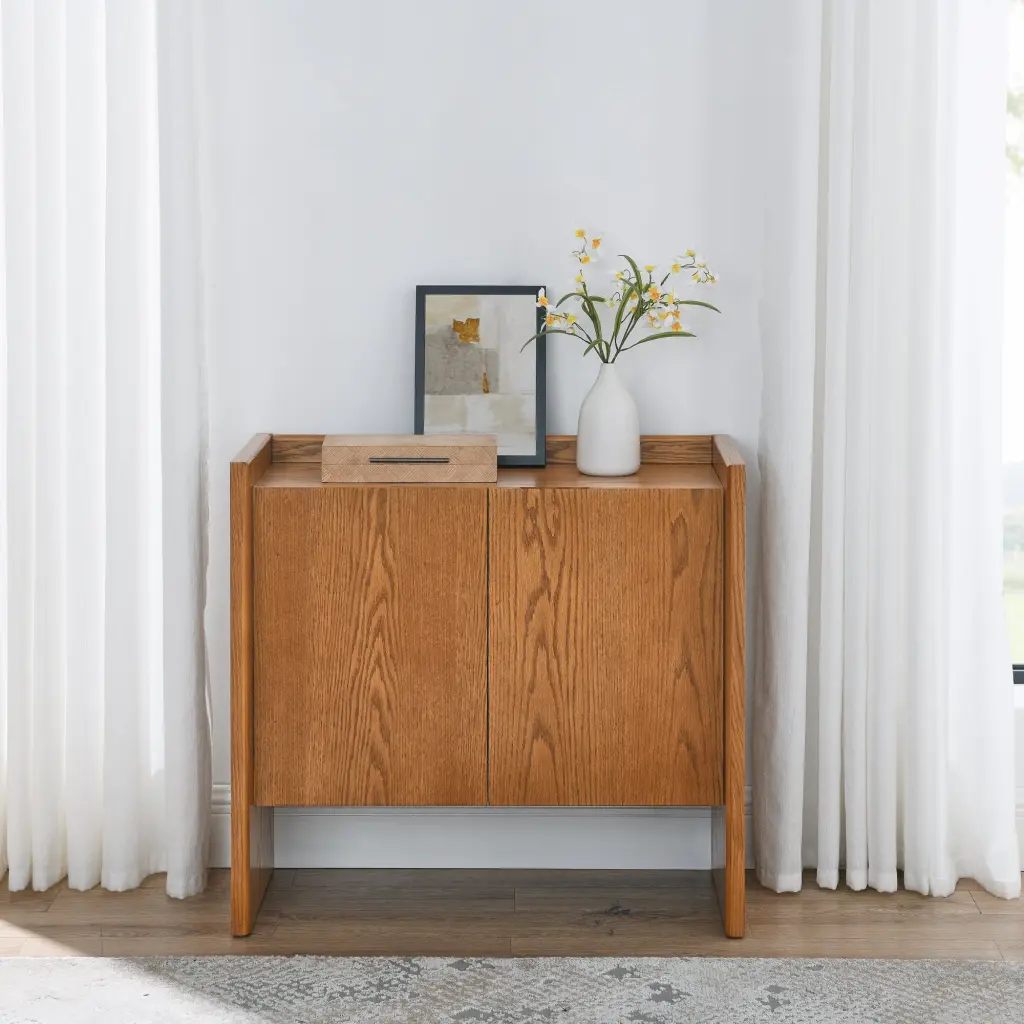 Walnut Finish Sideboard Buffet Cabinet Rustic Storage Furniture haiyi furniture