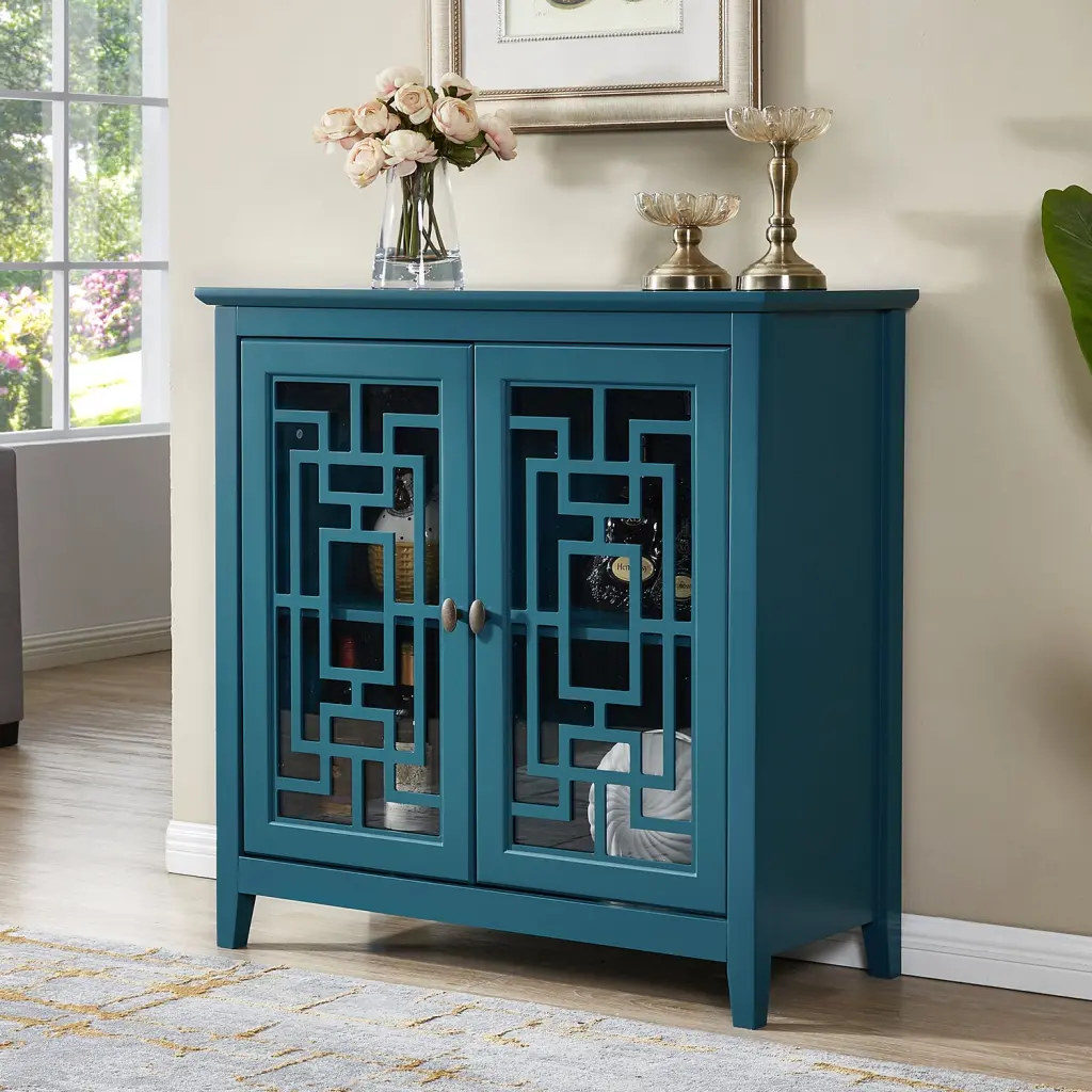 Storage Cabinet Buffet Sideboard Teal Blue Teal Blue Primary Living jaydenmax
