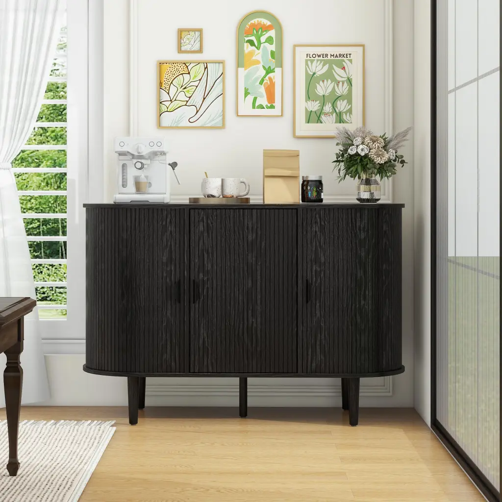 3 Door Buffet Cabinet Large Storage Accent Cabinet Sideboard Dining Room rnb