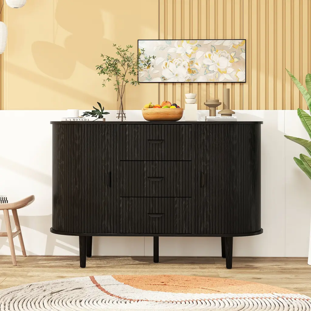 Sideboard Buffet Storage Cabinet Accent Cabinet Smooth Sliding Doors rnb