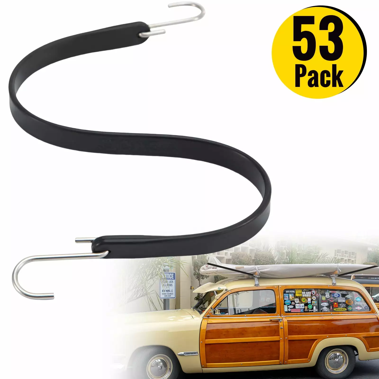 VEVOR 53 Pack Rubber Bungee Cords 21 Inch S Hooks Heavy Duty Tie Down Straps Trailers Cargo 21