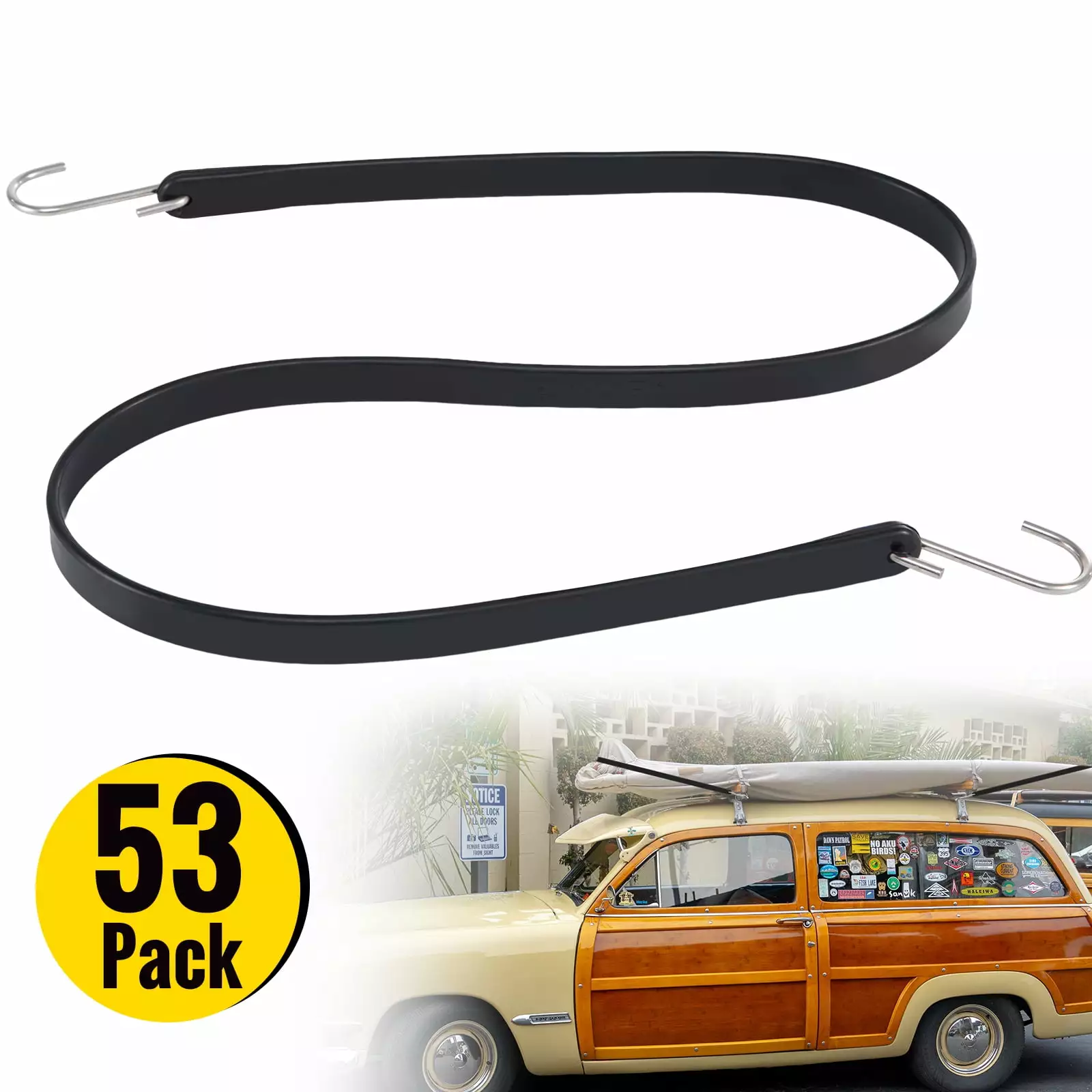 VEVOR Rubber Bungee Cords 53 Pack 31 Long Weatherproof EPDM Rubber Tie Down Straps S Hooks Securing Cargo 31
