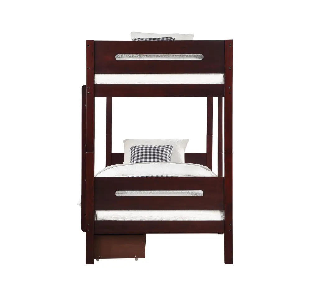 Nissa Twin Twin Bunk Bed Espresso Finish Bd01911 Espresso Solid Wood acme onsite store