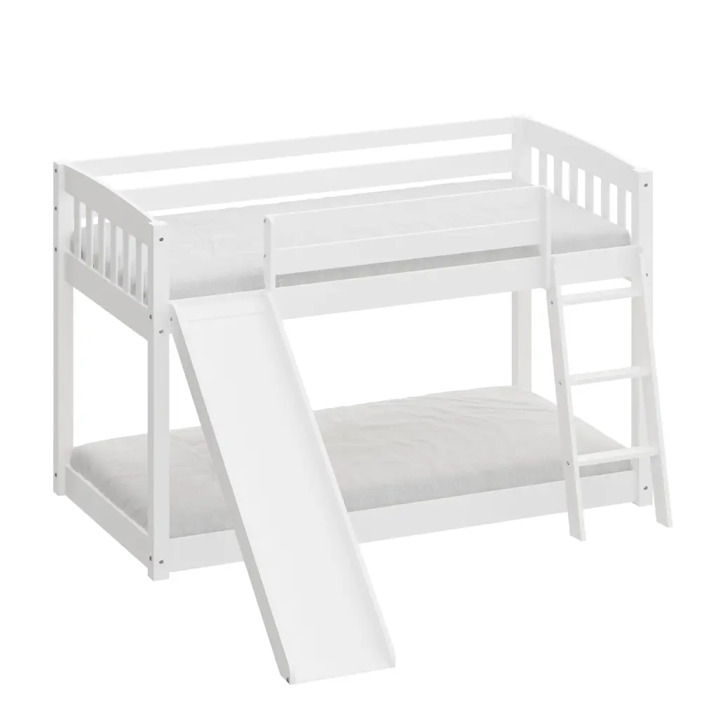 Kids Bunk Bed Twin Over Twin Slide and Stairs Heavy Duty Solid Wood brazil sustainable solid wood furniture