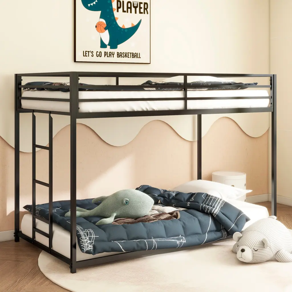 Adam Sturdy Twin Over Twin Metallic Black Bunk Bed Original Design house - home furniture