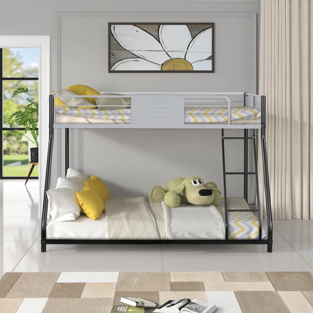 Metal Twin Over Full Bunk Bed Heavy Duty Robust Noise Reduced Safe Kids ii-s choice