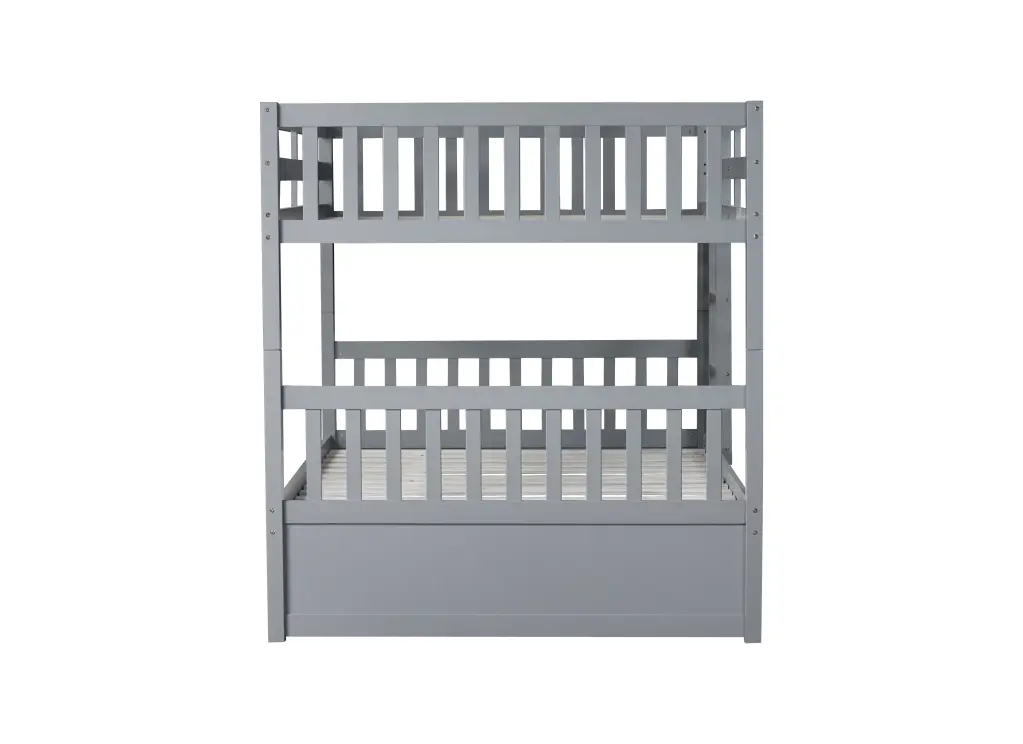 Full Over Full Elastomer Timber Bunk Bed Trundle Ladder and Guardrail inspirit