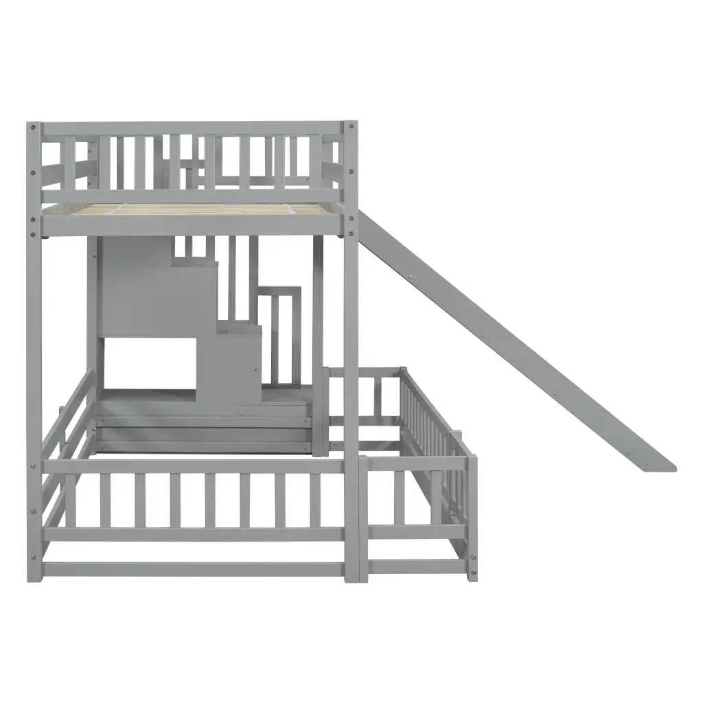 Twin Over Full Bunk Bed Slide Storage Staircase Pine Solid Timber inspirit