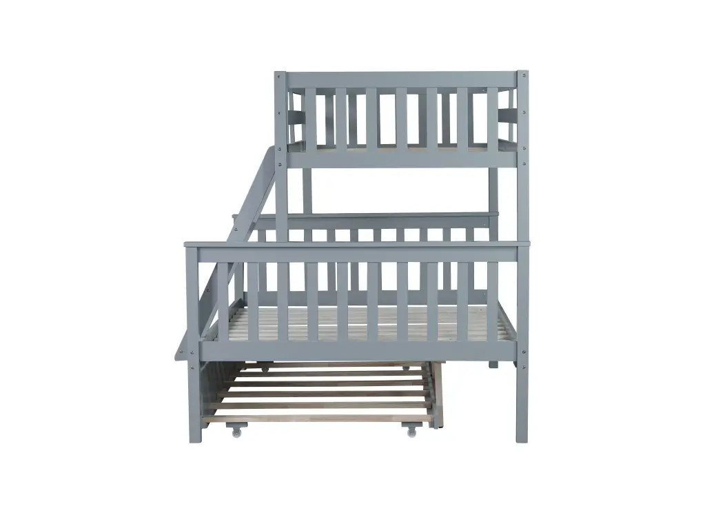 Twin Over Full Bunk Bed Trundle and Convertible Ladder Elastomer Timber inspirit