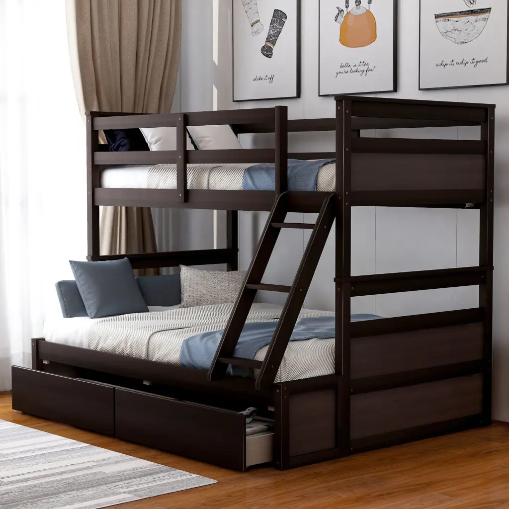 Twin Over Full Bunk Bed Storage Espresso Old Sku Lp000022Aap lucky furniture