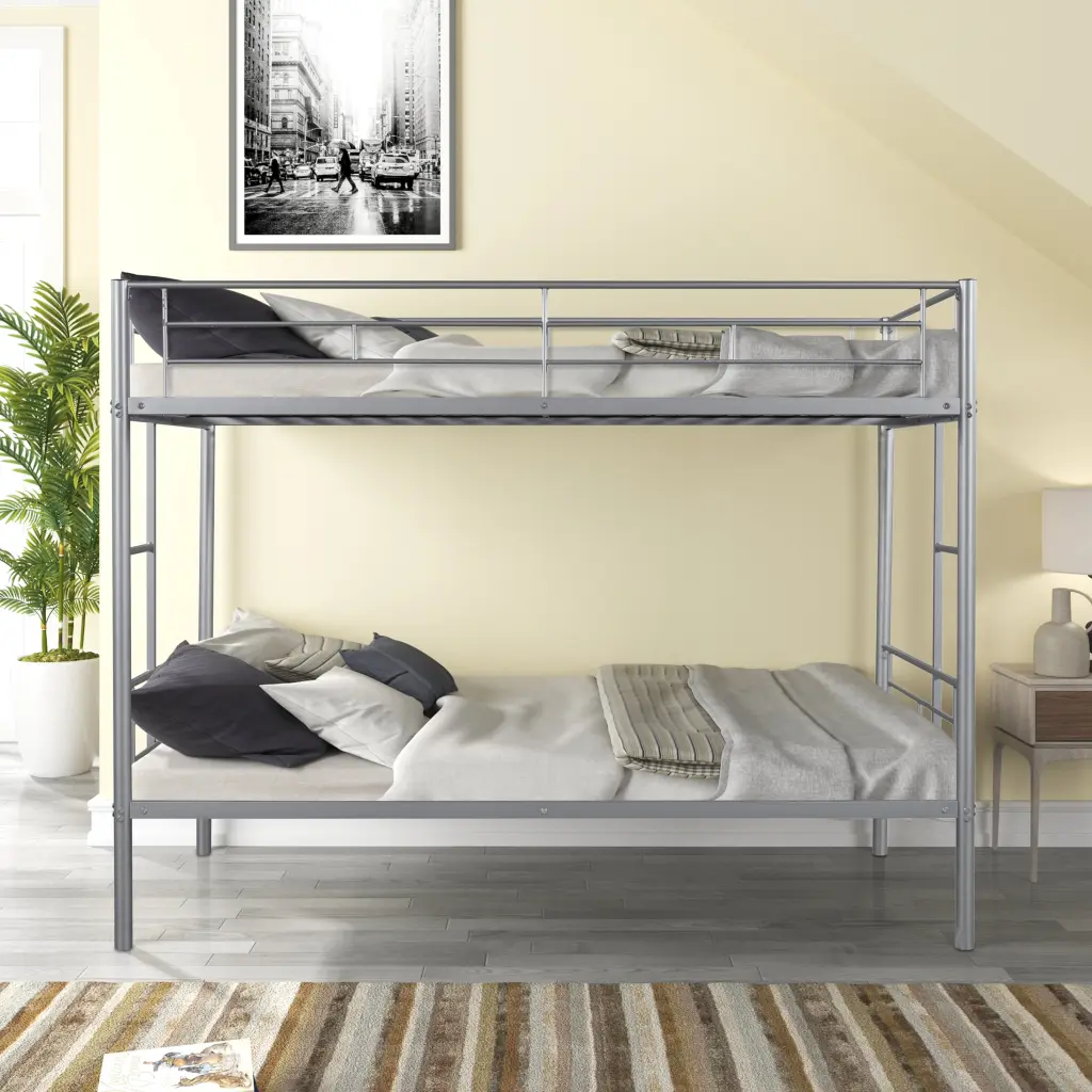 Metal Twin Over Twin Bunk Bed Heavy Duty Robust Noise Reduced Design rnb