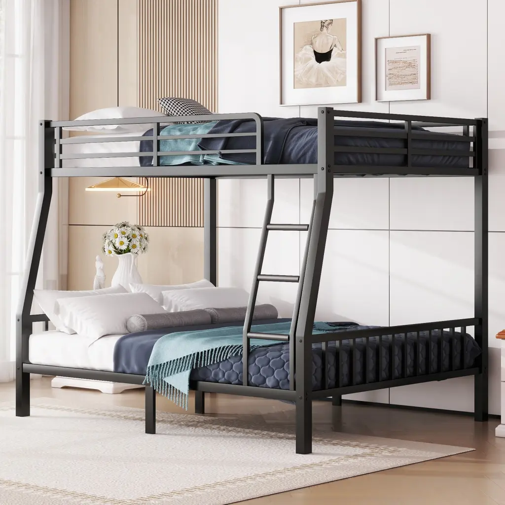 Full XL Over Queen Metallic Bunk Bed Ladder And Slats Adults w2580
