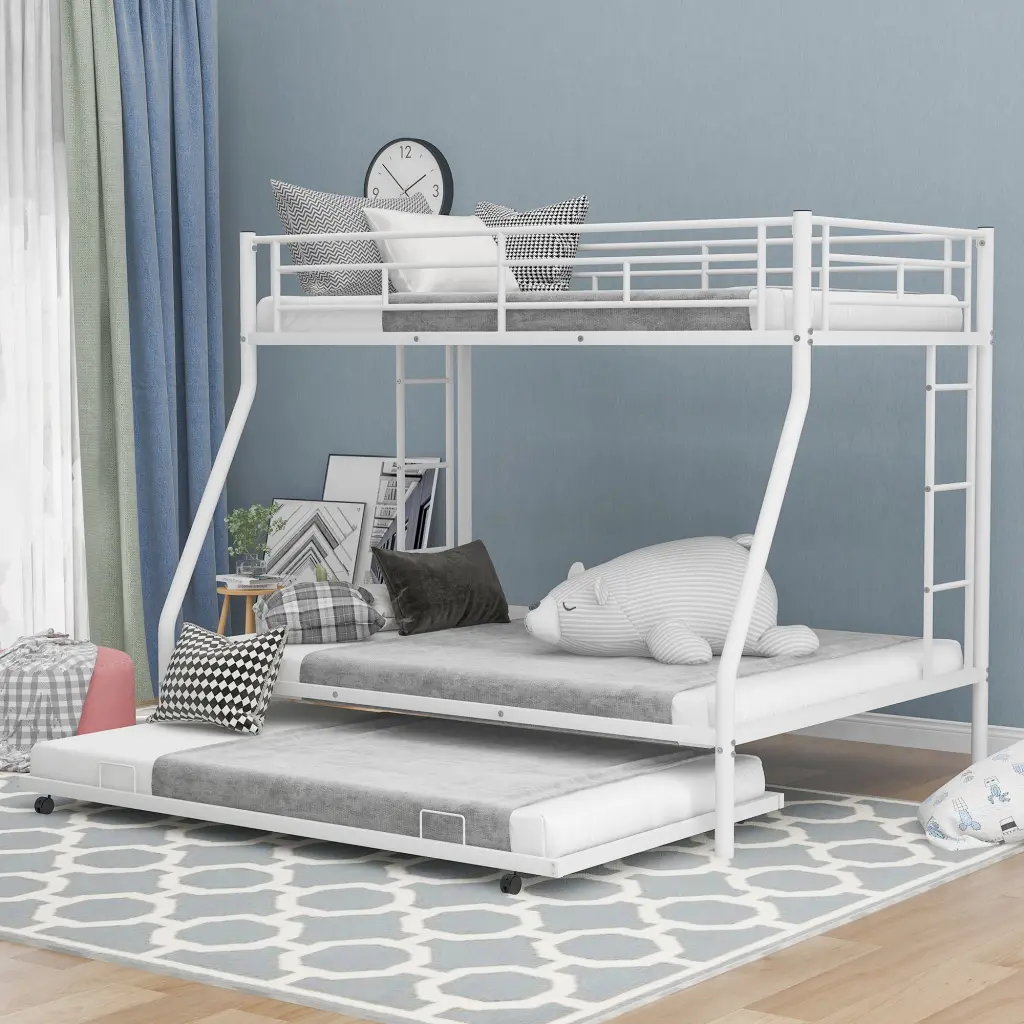 Twin Over Full Bunk Bed Sturdy Alloy Metal Frame wm store