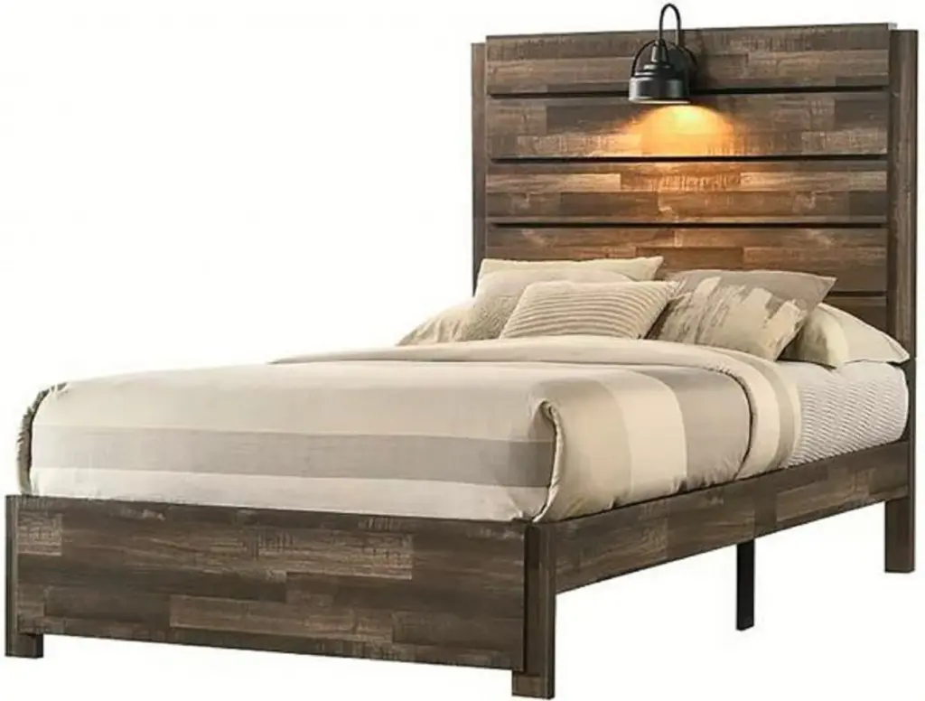 Rustic Style Butcher Block Finish Weathered Brown Full Size Table kanepe