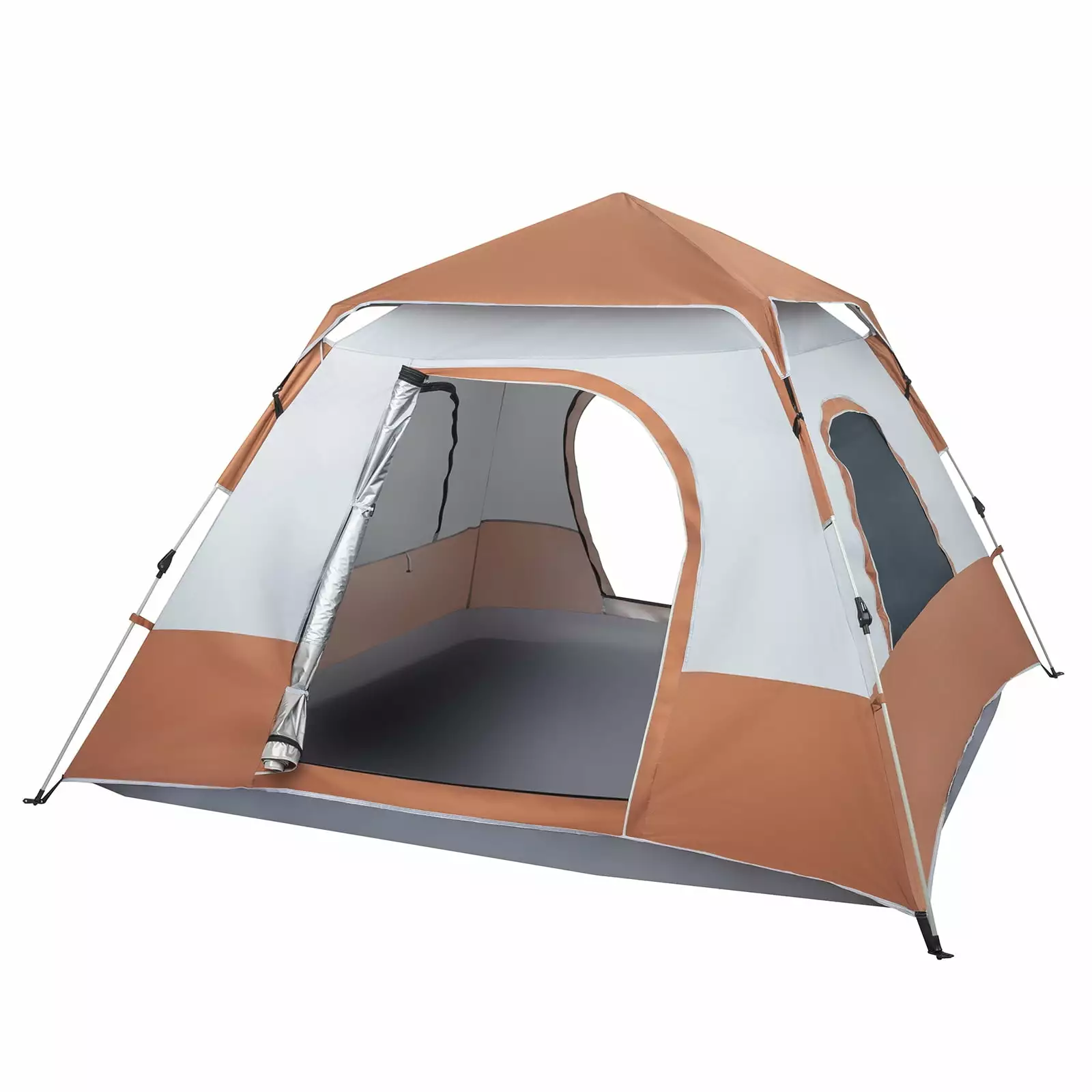 4 Person Family Parent-Child Camping Cabin Tent Orange Wild Camping