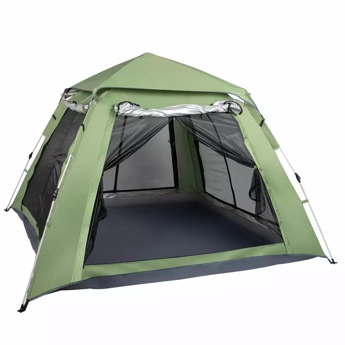 4 Person Family Parent-Child Camping Cabin Tent Green 94 x 94 x 59 Wild Camping Tent