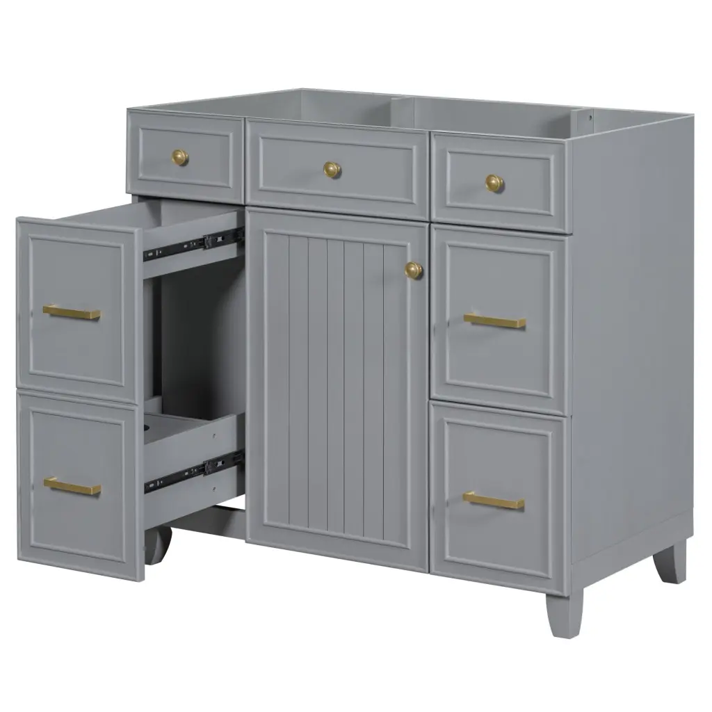 36 Inch Bathroom Vanity Cabinet Gray Solid Wood No Sink Included rnb