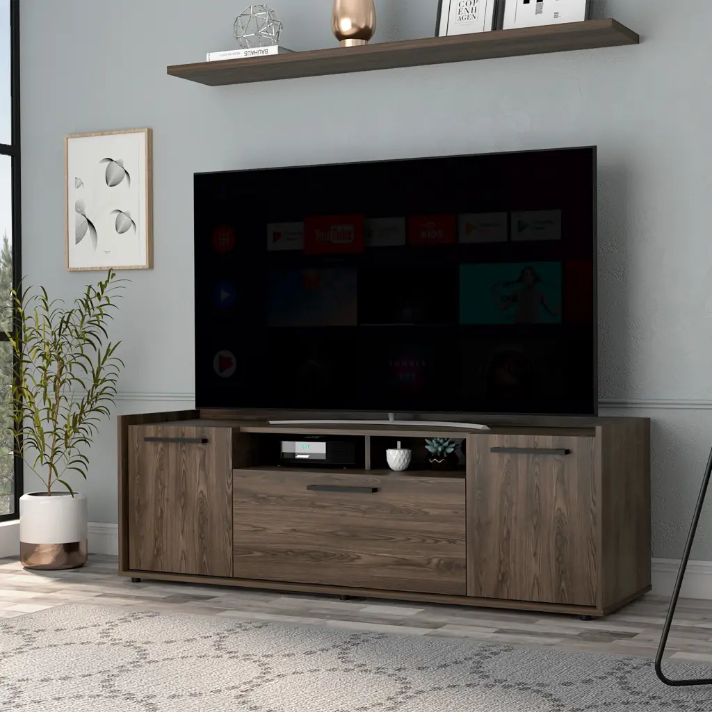 Lyon TV Stand TVs Up To 55 Inches One Cabinet and Double Doors TUHOME