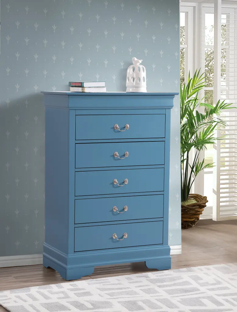 Louis Phillipe G3180 Chest Teal Particle Board Storage Cabinet glory furniture