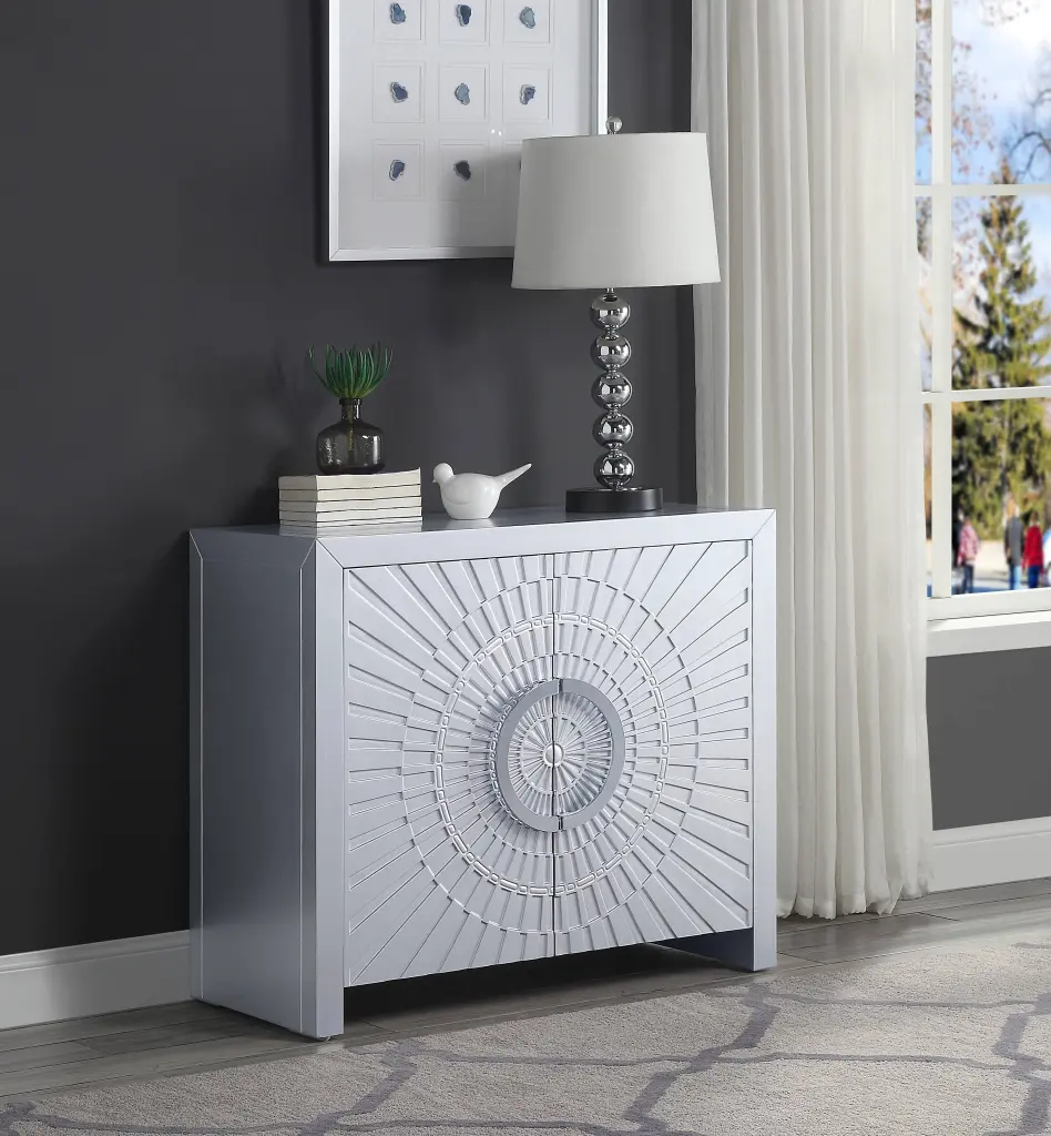 Platinum 2 Door Console Cabinet Freestanding 1-2 Shelves Grey furniture max