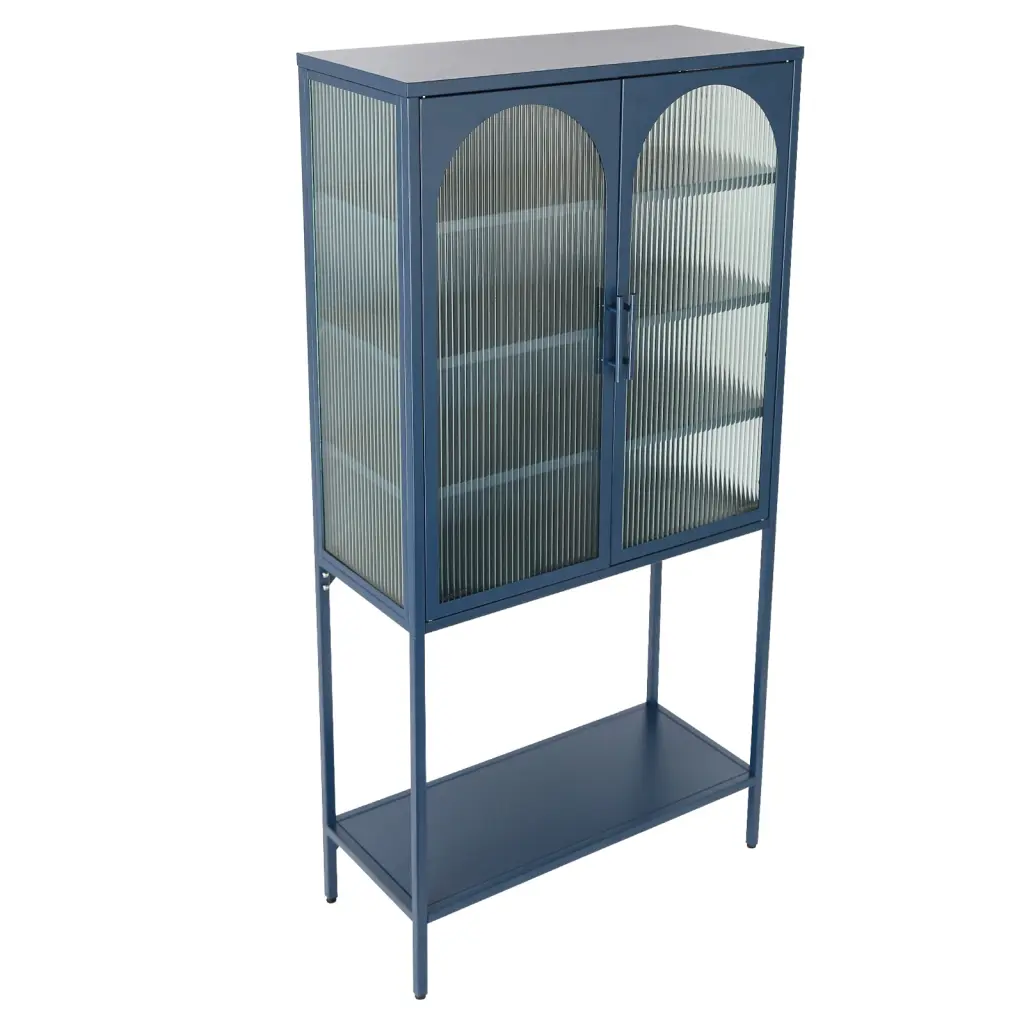 Elegant Floor Cabinet 2 Crystal Arched Doors Living Room Display Case rnb