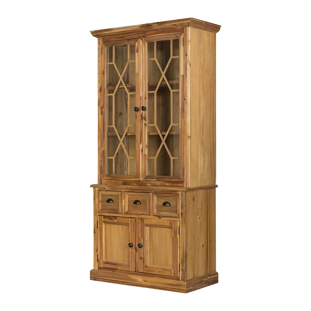 39.4X18X83 Inch Cabinet Credenza Brown Natural Timber Finish w2078