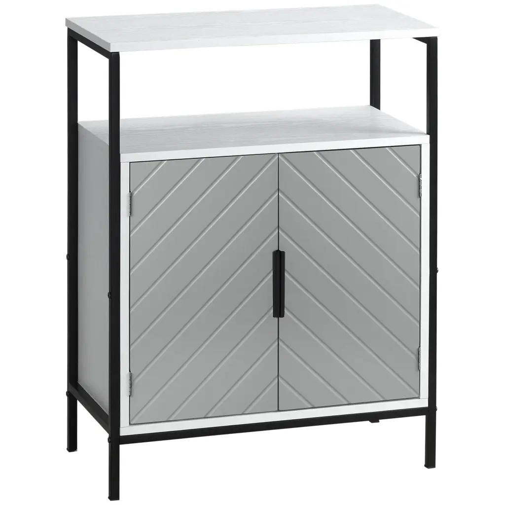 Homcom Storage Cabinet Open Shelf And Double Door Cupboard Accent Furniture aosom business