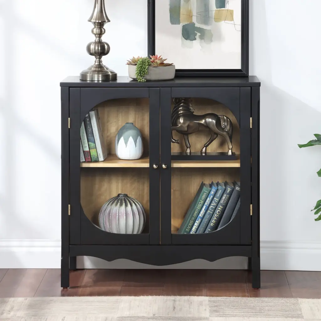 Storage Sideboard Buffet Cabinet 2 Tempered Glass Doors fullbarn e-commerce