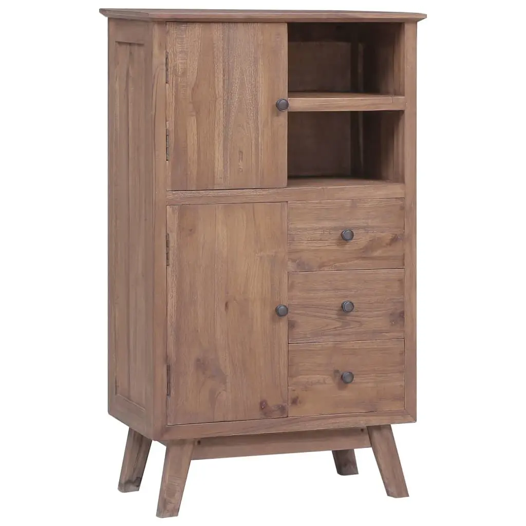 Highboard Solid Teak Wood 24 Inch Wide Tall Storage Cabinet