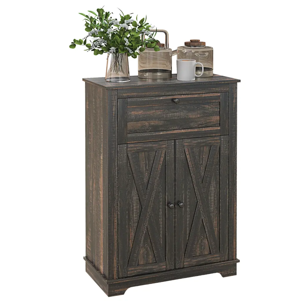 Homcom Farmhouse Barn Door Accent Cabinet Kitchen Sideboard Storage Cupboard aosom business