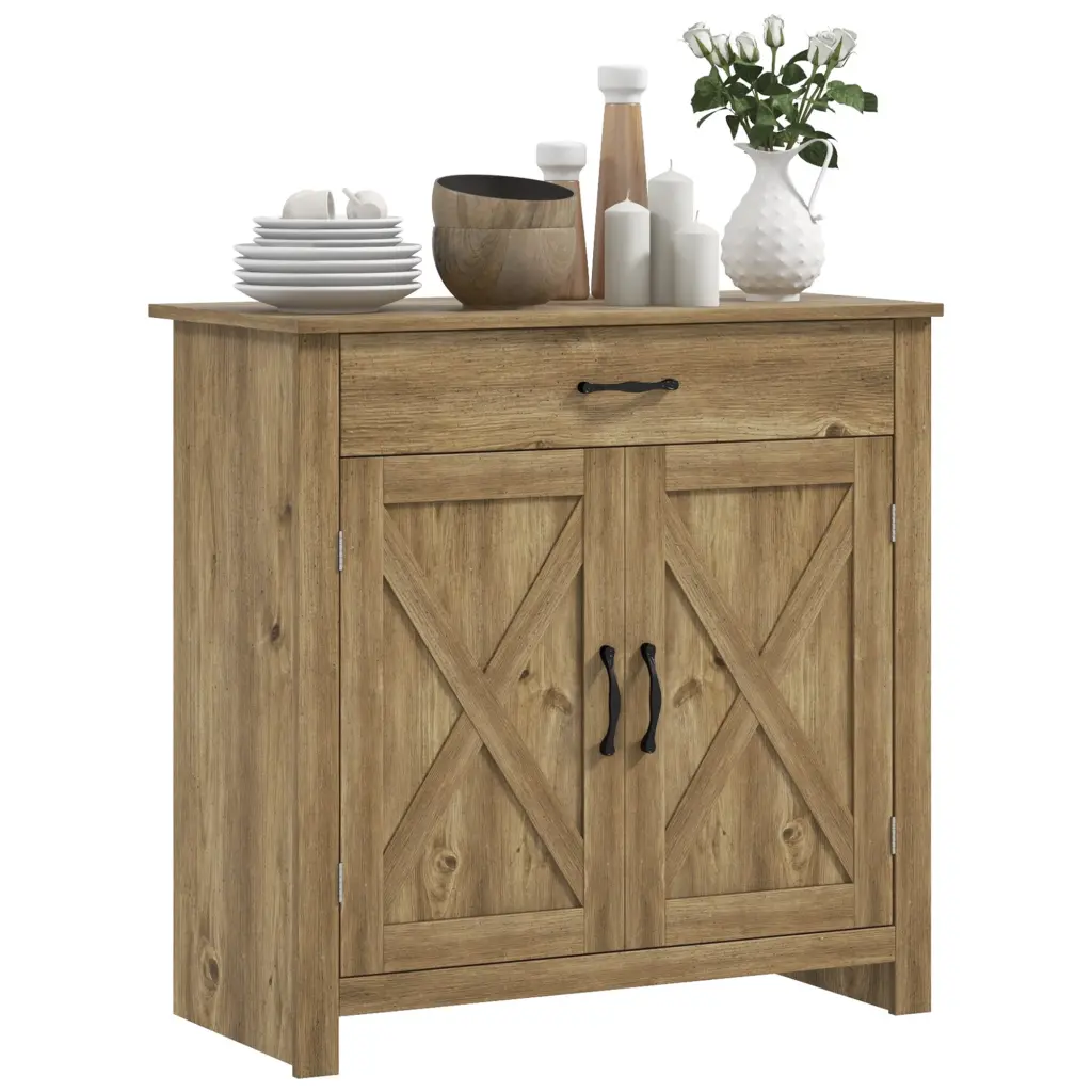 Homcom Farmhouse Sideboard Buffet Cabinet Barn Door Coffee Bar Kitchen Storage aosom business