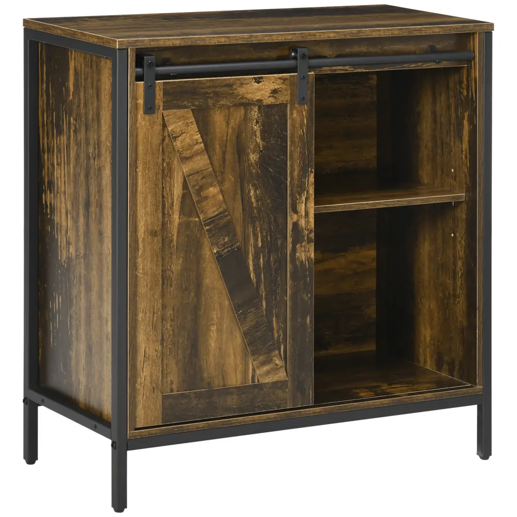 Homcom Farmhouse Sideboard Buffet Cabinet Coffee Bar Sliding Doors aosom business