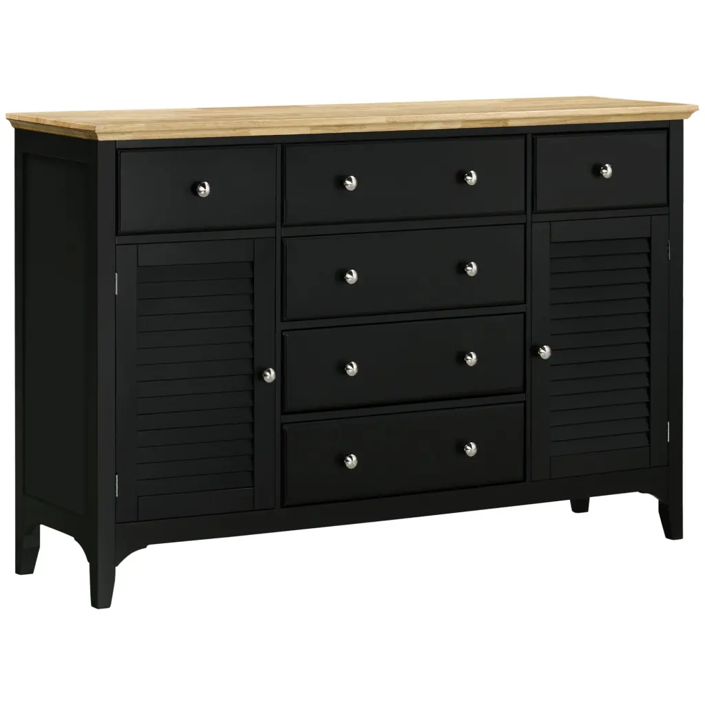 Homcom Sideboard Buffet Cabinet Storage Drawers Rubber Wood Top aosom business
