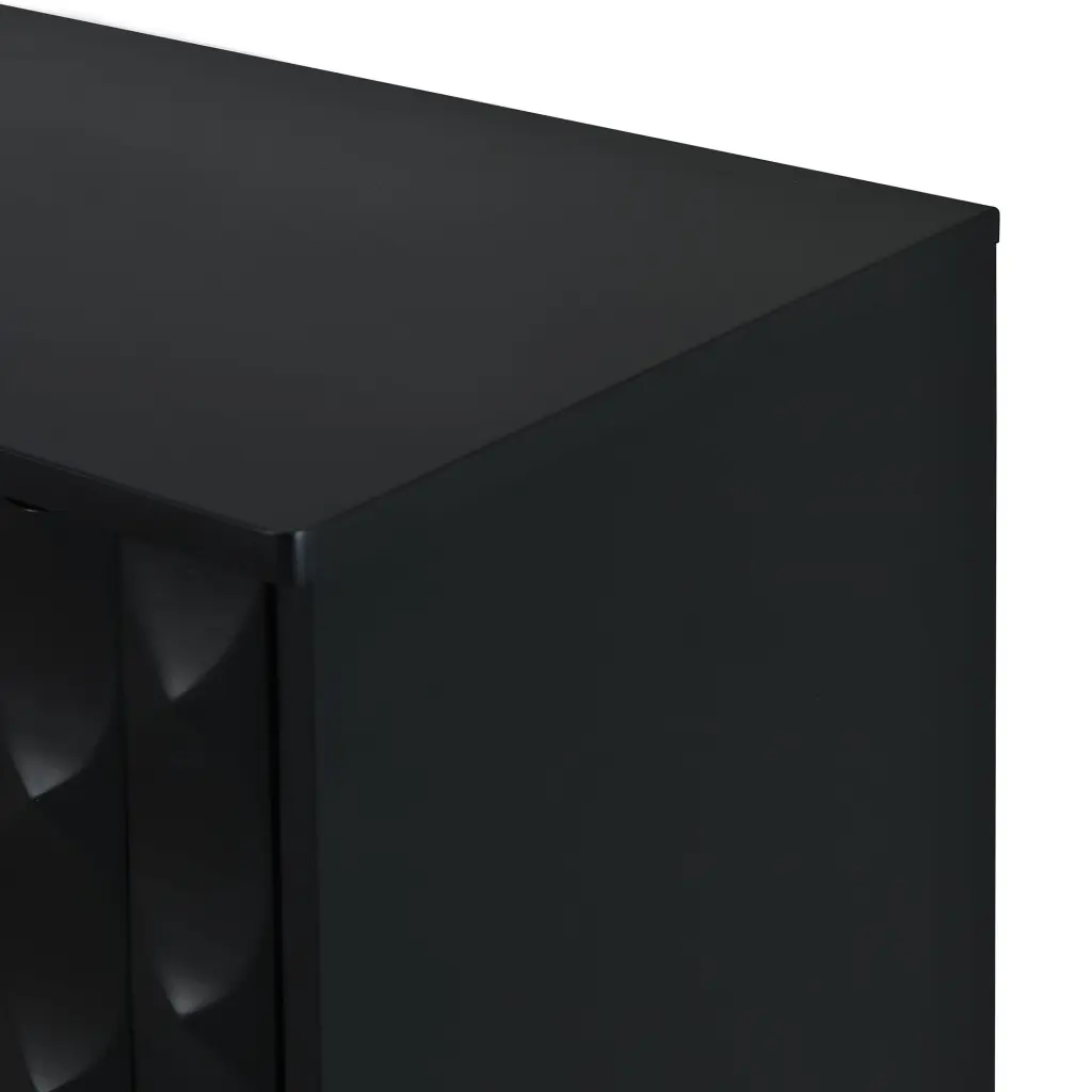 Modern 4 Door Sideboard Convex Pattern Doors and 2 Shiny Metal Handles trexm