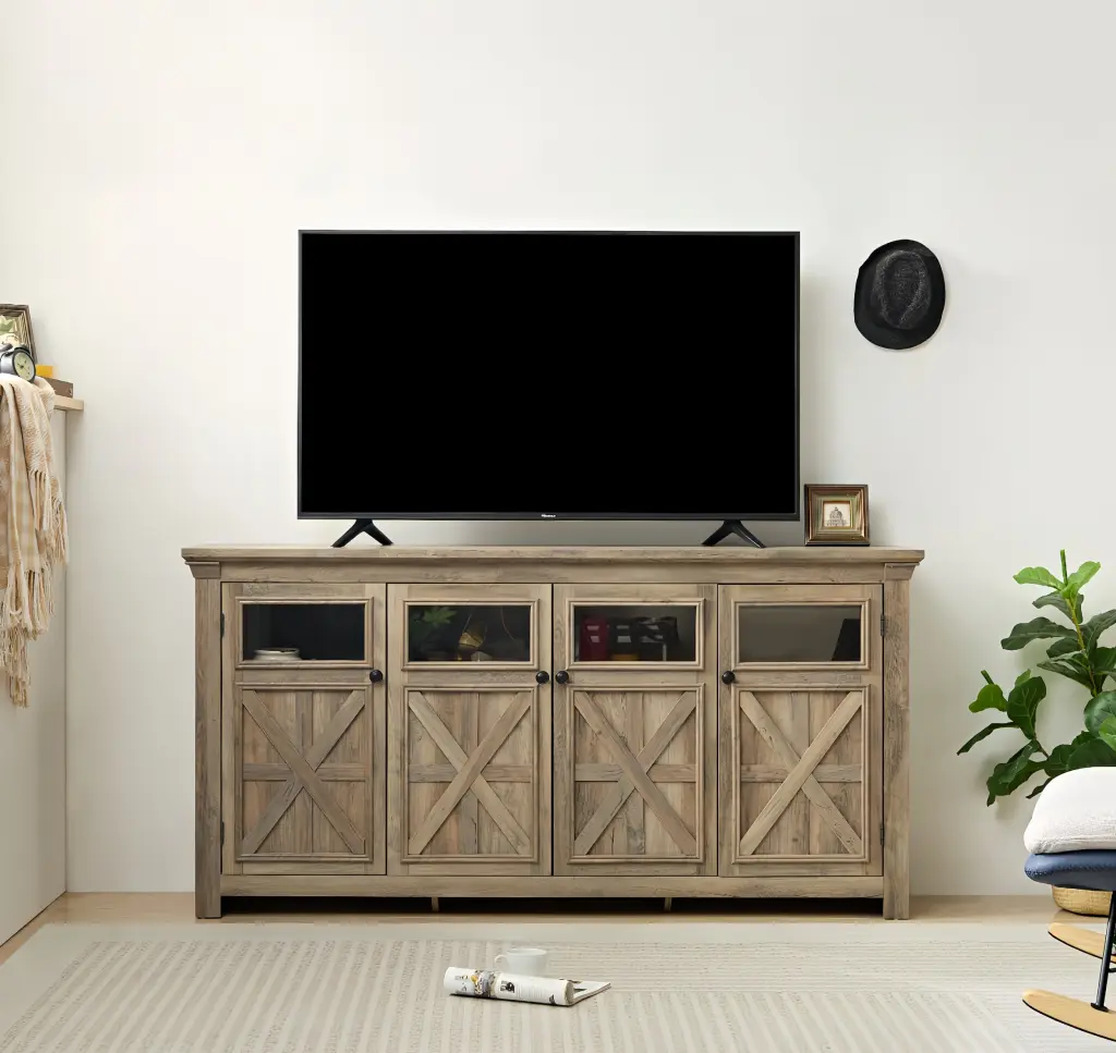 4 Doors Cabinet Farmhouse Buffet Sideboard Cabinet Bar Cabinet Storage Furniture wande furniture