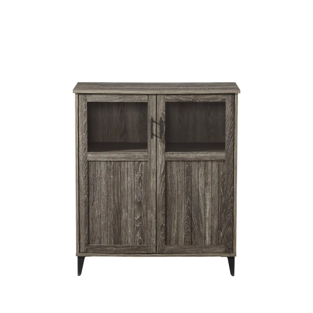 Modern Grooved Door Accent Cabinet Dark Gray MDF walker edison