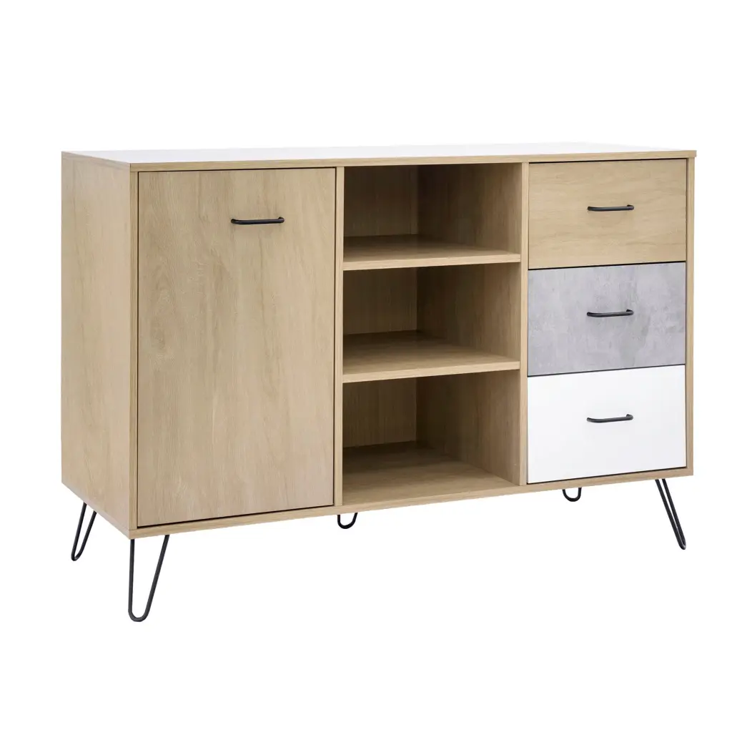 49 Inch Sideboard Buffet Console Cabinet 3 Drawers Oak Brown royal hampton