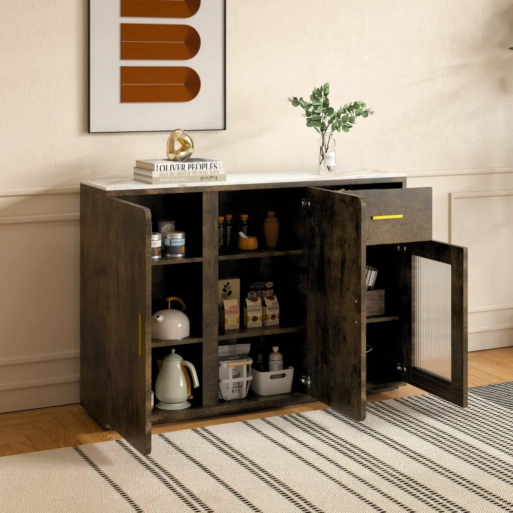 Modern Wood Accent Buffet Cabinet Storage Doors Multi-functional ylf fff