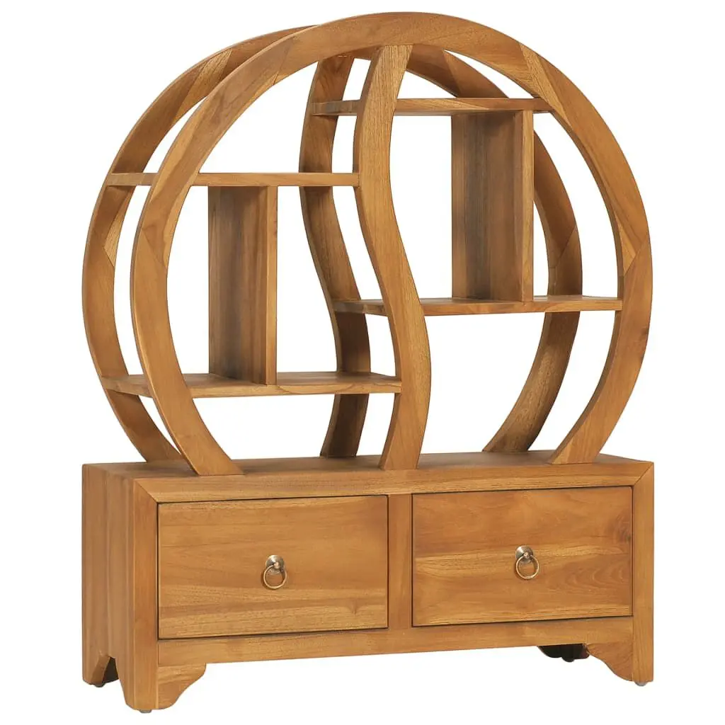 Cabinet Yin Yang Shelf Solid Wood Teak 26.8x10.2x32.7 Inches