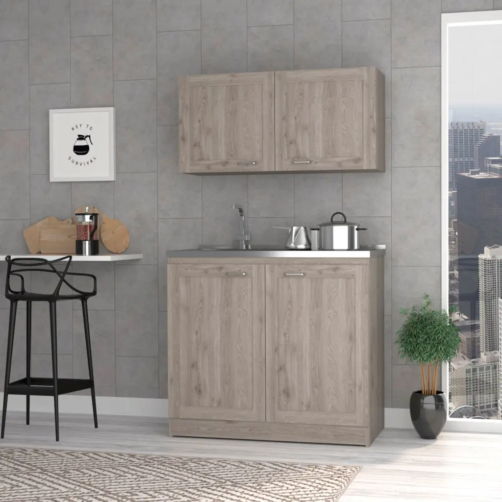 Light Gray 2 Piece Rectangle Cabinet Set Freestanding Primary furniture max