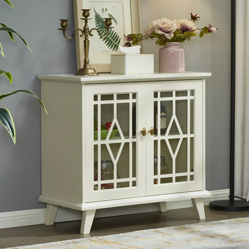 Storage Cabinet Shelf White Sideboard Cabinet Living Room jaydenmax