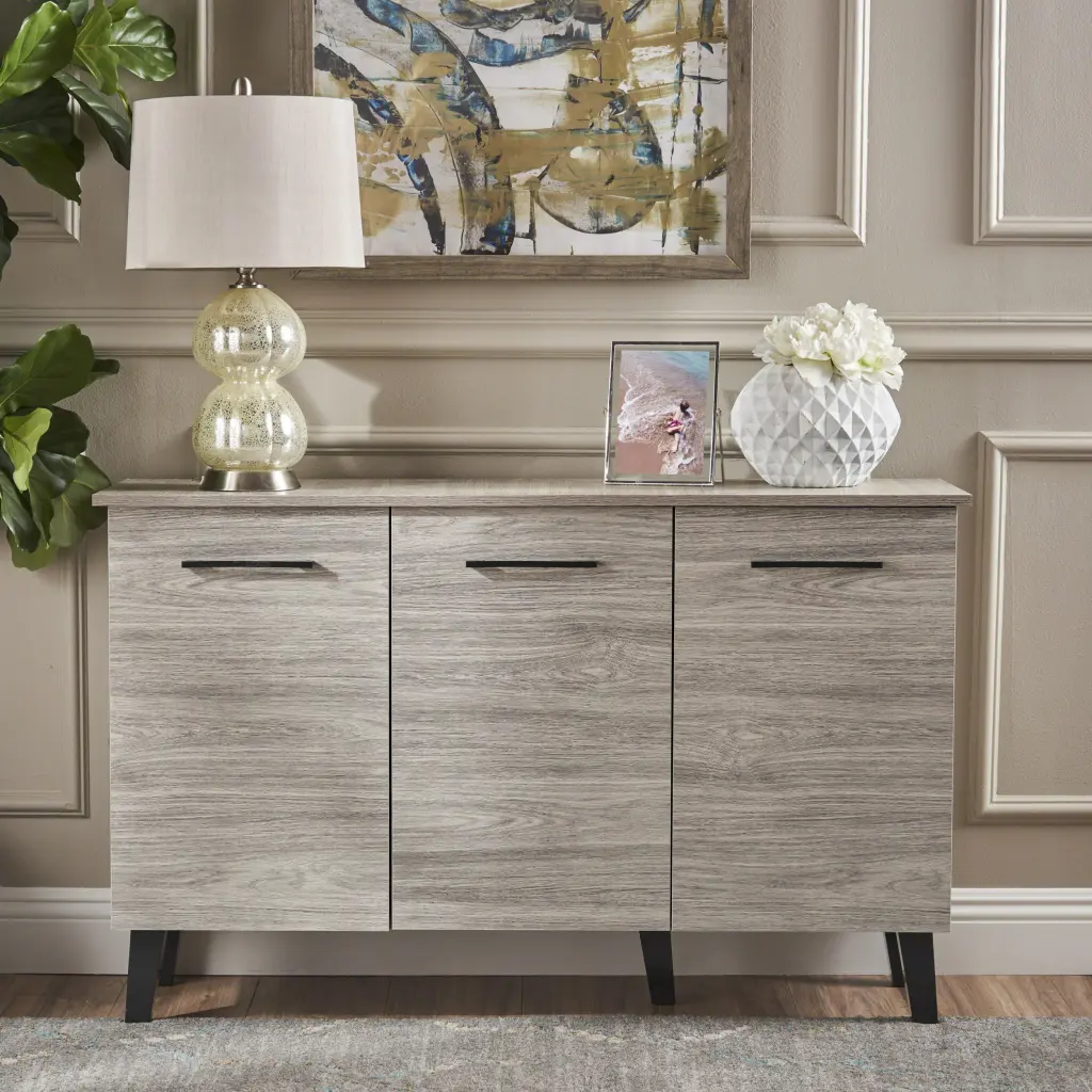 Multi Function Grey Particle Board Storage Cabinet Adjustable Shelves nh-bo