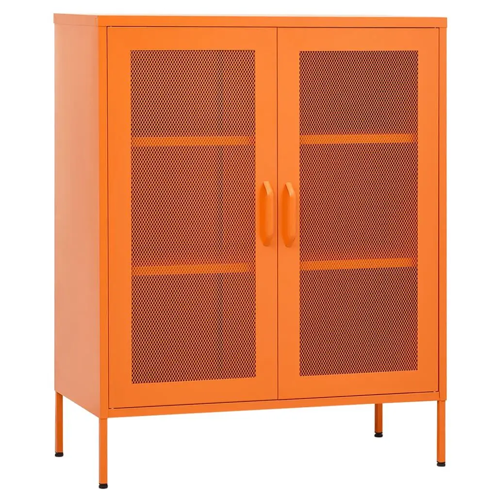 Orange Steel Storage Cabinet 31.5x13.8x40 Inches Modern Home Organization
