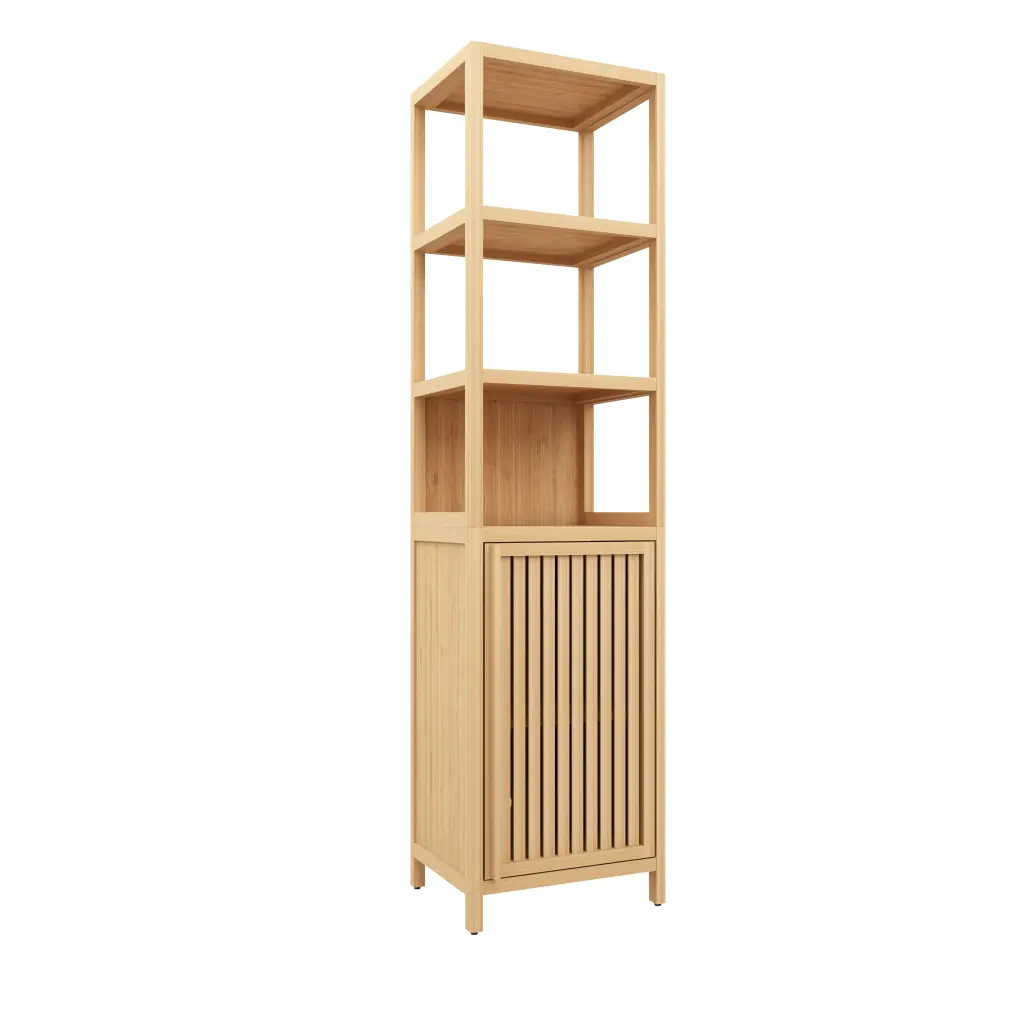 Tall Slim Storage Cabinet Shutter Door And 3 Tier Shelves Freestanding rnb