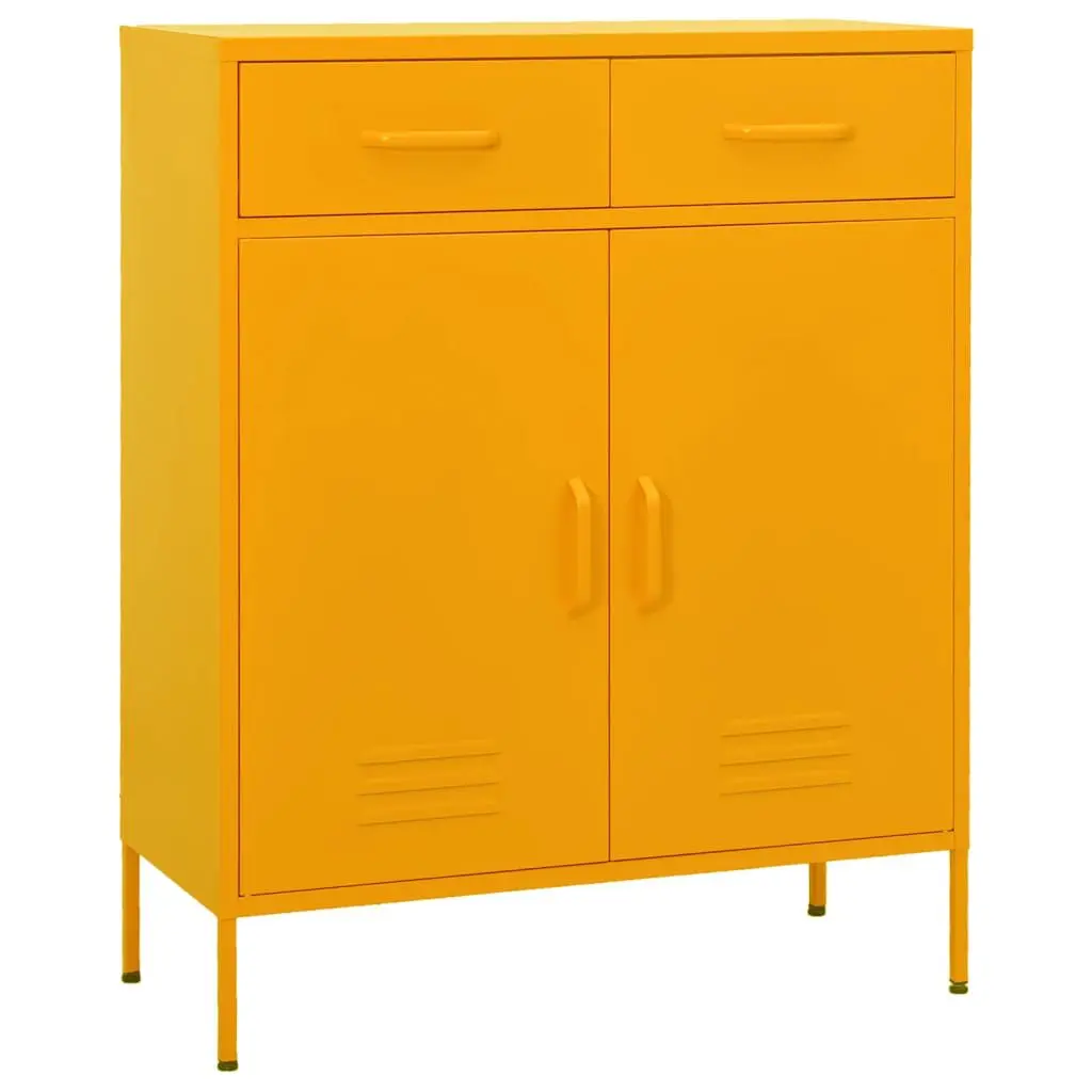 Storage Cabinet Mustard Yellow 31.5x13.8x40 Inches Steel Industrial Shelving Unit